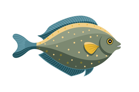 recommend clip art: Flounder under water animal flat vector illustration.