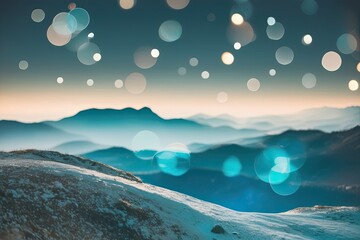 Serene Bokeh Light Reflection Overlay on Clear Landscape with Tranquil Effects