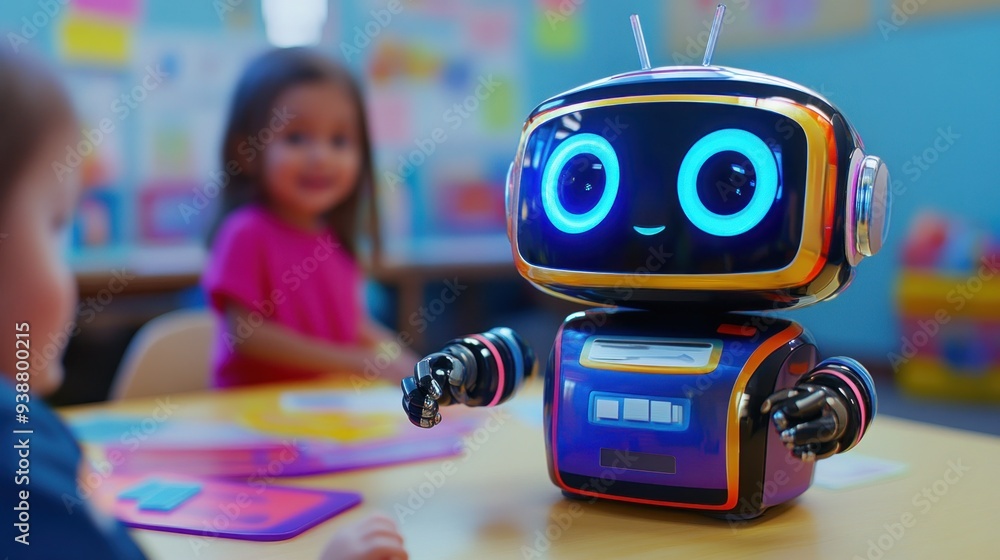 Poster friendly robot in a classroom