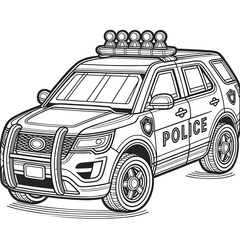 Minimalist Vehicle Coloring Book Illustration SUV