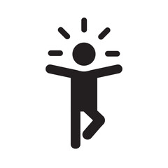 Yoga icon with human figure standing in a yoga pose for fitness and meditation