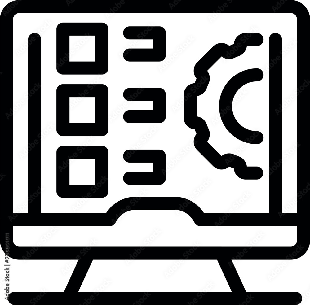 Poster computer screen displaying a manufacturing process, symbolizing industrial automation and digitaliza
