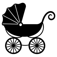 baby carriage silhouette vector illustration.