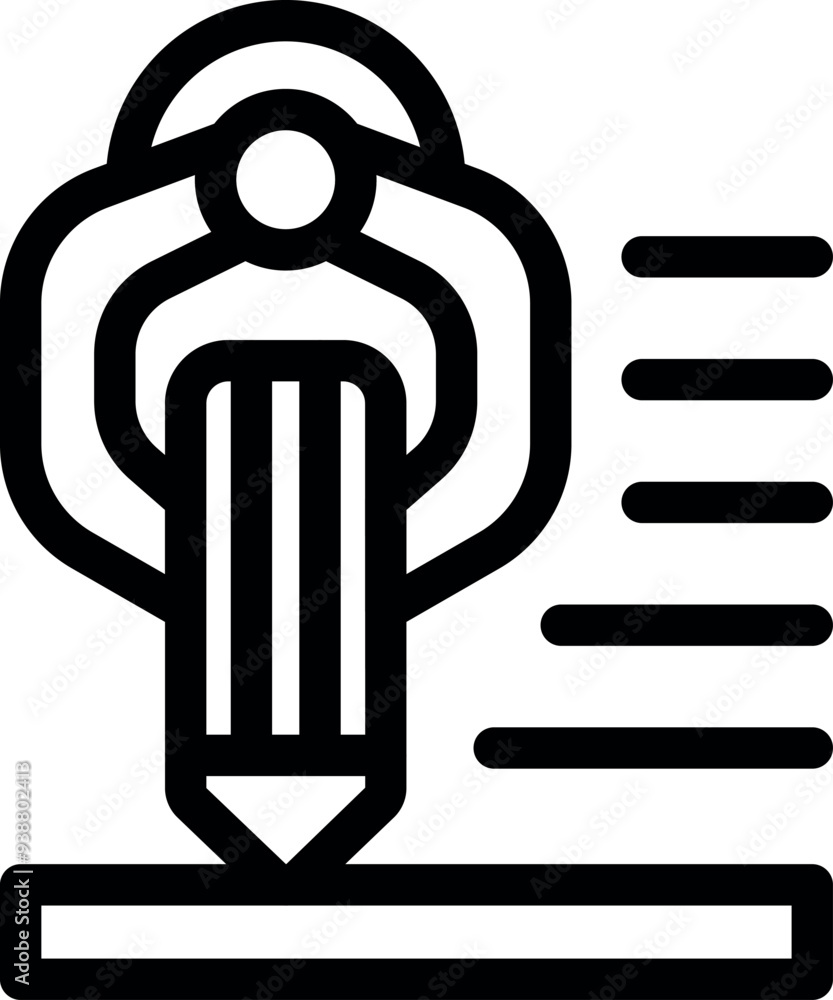 Poster robotic arm is holding a pencil and drawing straight lines, symbolizing automation and precision in 