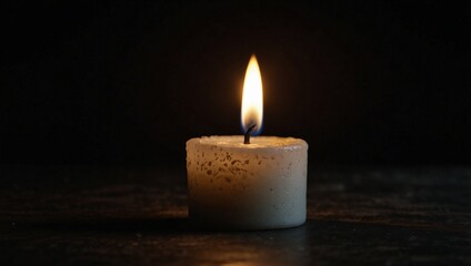 photo of a burning white candle on a black background made by AI generative