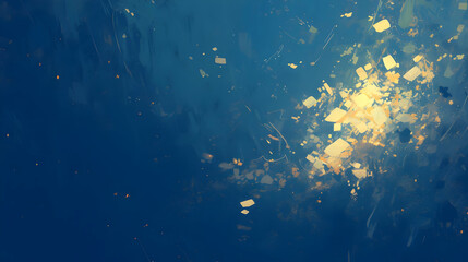 Golden Specks on a Blue Canvas, Abstract Art Background