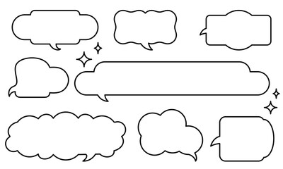 A simple handwritten style balloon set. Comic text speech bubble isolated on transparent background. Vector illustration	