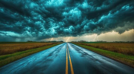 urney_Through_the_Storm_A_lonely_road_leading_towa
