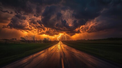 urney_Through_the_Storm_A_lonely_road_leading_towa