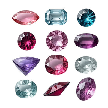 set of Gemstones on Isolated transparent background png. generated with AI