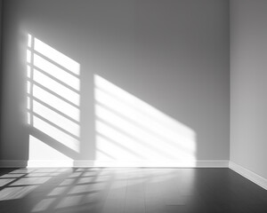 Obraz premium simple empty room There's light coming in through the window, black and white tones.
