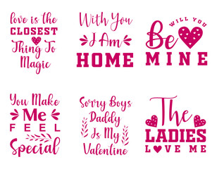 Minimal Valentines Labels And Badges, Calligraphy Set Vector Illustration for Bookmark, Postcard, Sticker