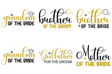 Modern Wedding Hand Lettering, Invitation Set Vector Illustration for T-Shirt Design, Gift Card, Brochure