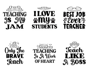 Obraz premium Vibrant Teacher Calligraphic Lettering, Inscriptions Pack Vector Illustration for Label, Printing Press, Flyer