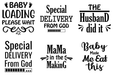 Modern Pregnancy Hand Lettering, Typography Set Vector Illustration for Wrapping Paper, Advertising, Flyer