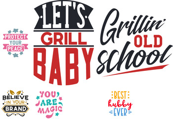 Cute Keychain Hand Lettering, Typographic Emblems Bundle Vector Illustration for Greeting Card, Packaging, Gift Card