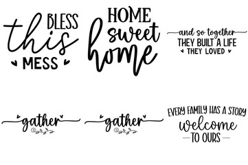 Fototapeta premium Simple Farmhouse Typography, Phrases Set Vector Illustration for Vouchers, Logo, Presentation