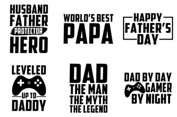 Creative Fathers Day Quotes, Calligraphic Lettering Set Vector Illustration for Advertisement, Label, Magazine