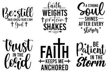 Modern Faith Quotes, Hand Lettering Collection Vector Illustration for Logo, Icon, Brochure