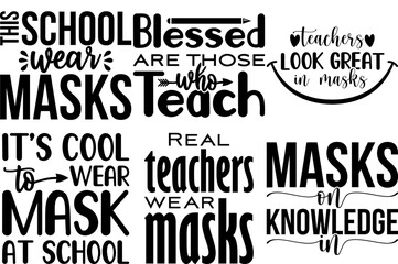 Obraz premium Modern Face Mask Inscriptions, Labels And Badges Pack Vector Illustration for Decal, Bookmark, Gift Card