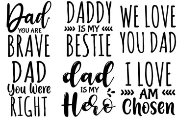 Cute Dad Invitation, Inscriptions Bundle Vector Illustration for Flyer, Bookmark, Holiday Cards