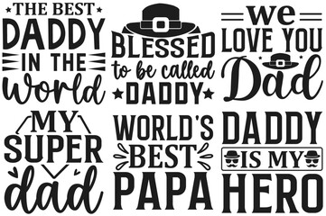 Elegant Dad Typographic Emblems, Inscriptions Set Vector Illustration for Logo, Poster, Advertisement