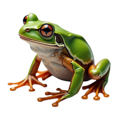 Green and golden bell frog on Isolated transparent background png. generated with AI