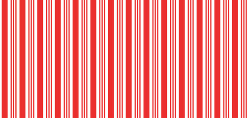 Christmas candy stripe seamless pattern. Red line candy cane background. Christmas present pattern. Winter holiday lines backdrop. Xmas gift wrapping print. Vector Illustration on white background.