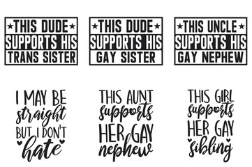 Fototapeta premium Minimal Pride Invitation, Hand Lettering Set Vector Illustration for Banner, Social Media Post, Postcard