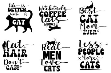 Minimalist Cat Labels And Badges, Typography Set Vector Illustration for Printing Press, Advertising, Holiday Cards