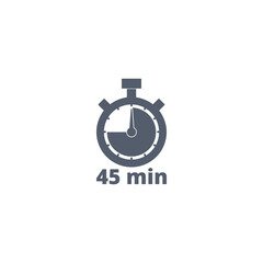 45 minutes stopwatch icon isolated on transparent background