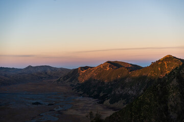 Volcano valley ash field sunrise 