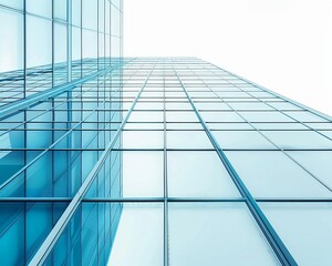 Obraz premium Modern skyscraper window, clear reflections, closeup, isolate on white backgrounds