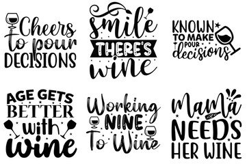 Creative Wine Typography, Quotes Collection Vector Illustration for Advertisement, Stationery, Magazine