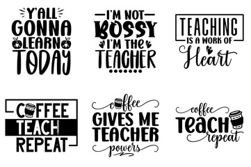 Obraz premium Colourful Teacher Hand Lettering, Inscriptions Collection Vector Illustration for Poster, Mug Design, Social Media Post