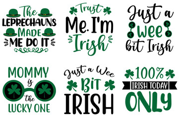 Modern St Patricks Day Calligraphy, Calligraphic Lettering Bundle Vector Illustration for Greeting Card, Infographic, T-Shirt Design