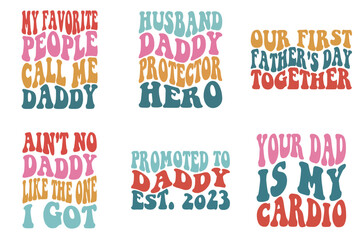 Obraz premium Minimal Retro Fathers Day Hand Lettering, Calligraphic Lettering Pack Vector Illustration for Label, Magazine, Banner