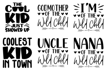 Decorative Kids Quotes, Labels And Badges Bundle Vector Illustration for T-Shirt Design, Social Media Post, Announcement