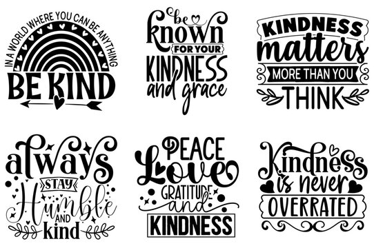 Decorative Kindness Typography, Calligraphy Collection Vector Illustration for Holiday Cards, Announcement, Advertising