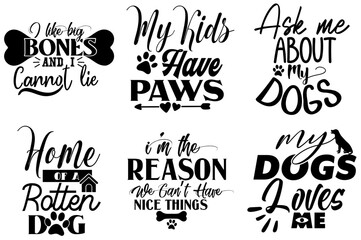 Decorative Dog Invitation, Typography Collection Vector Illustration for Decal, Wrapping Paper, Banner