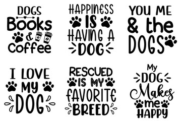 Obraz premium Decorative Dog Typographic Emblems, Calligraphy Set Vector Illustration for Packaging, Poster, Advertisement