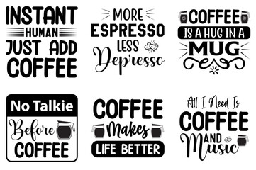 Modern Coffee Trendy Retro Style Illustration, Typographic Emblems Bundle Vector Illustration for Decal, Packaging, Social Media Post