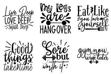 Cute Workout Hand Lettering, Calligraphy Pack Vector Illustration for Motion Graphics, Magazine, Newsletter