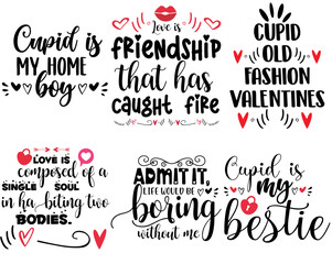 Minimal Valentine Coffee Mug Calligraphic Lettering, Typography Set Vector Illustration for Banner, Poster, Book Cover