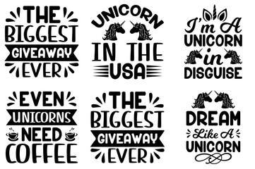 Simple Unicorn Trendy Retro Style Illustration, Hand Lettering Collection Vector Illustration for Printable, Poster, Bookmark