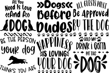 Obraz premium Minimalist These Are Dog Inscriptions, Quotes Bundle Vector Illustration for Printable, Infographic, Postcard