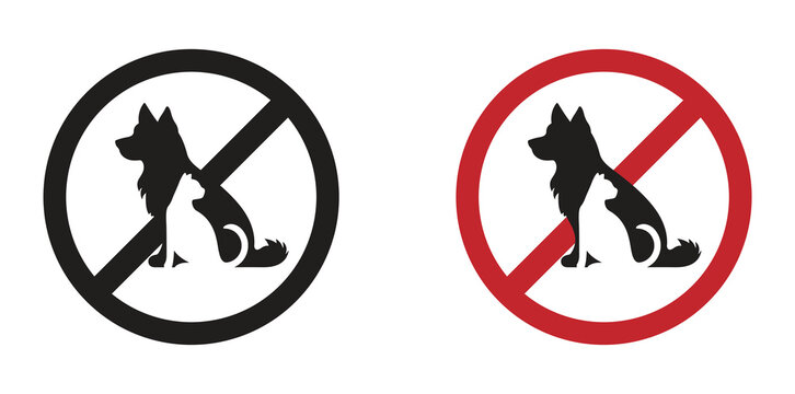 No pet allowed vector icons. Cat and dog no pet allowed vector signs set