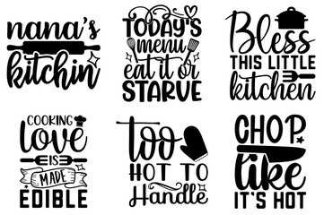 Minimalist Kitchen Typographic Emblems, Typography Collection Vector Illustration for Advertisement, Motion Graphics, Mug Design