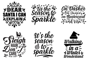 Fototapeta premium Simple Christmas Inscriptions, Phrases Pack Vector Illustration for Logo, Greeting Card, Presentation