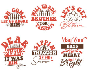 Decorative Christmas Hand Lettering, Quotes Pack Vector Illustration for Announcement, Printing Press, Logo